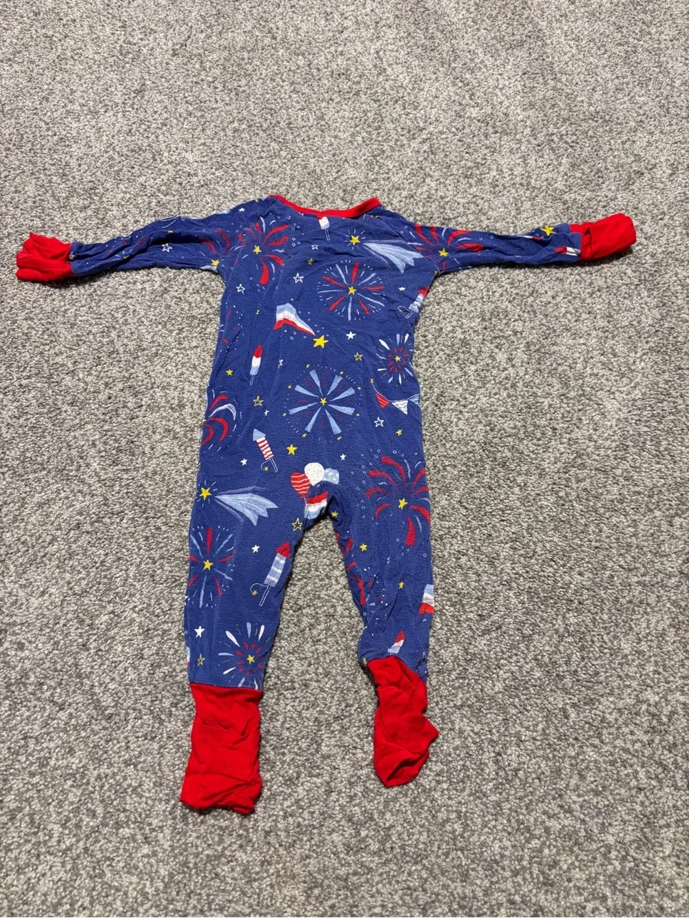 Little Sleepies - Blue & Red Fireworks Zippy (0-3 mo)